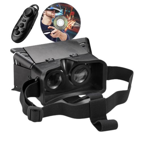 هدست واقعیت مجازی Winkers VR65 به همراه دسته بازی ریموت کنترلر بلوتوث و سی دی DVD پکیج بازی‌ها و فیلم‌ها