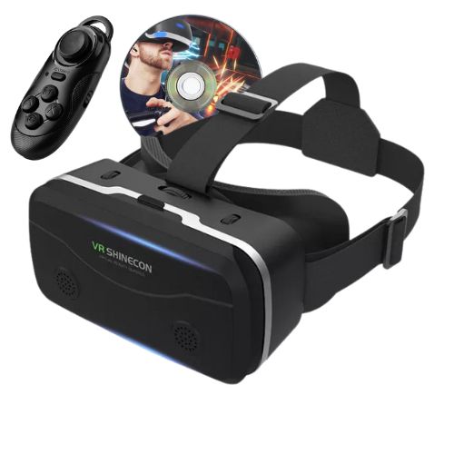 هدست واقعیت مجازی شاینکن VR Shinecon G15 به همراه دسته بازی کنترلر بلوتوثی و سی دی dvd پکیج بازی‌ها و فیلم‌ها